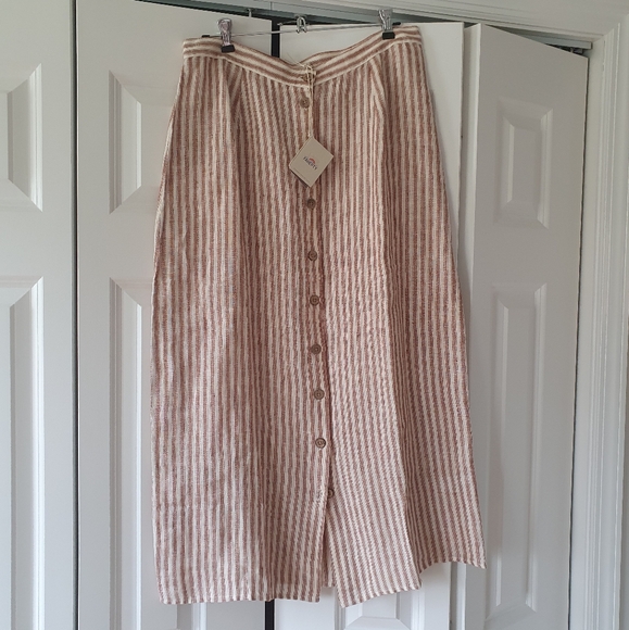 Faherty Billie linen skirt, size XL, brown/cream - Picture 2 of 9